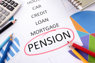 retirement planning list with the word pension circled